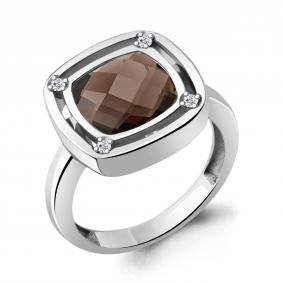 Серебряное кольцо AQUAMARINE А6961201А с фианитом и кварцем А6961201А фото