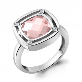 Серебряное кольцо AQUAMARINE А6961290А с фианитом и морганитом А6961290А фото