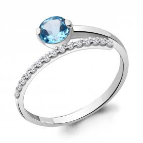 Серебряное кольцо AQUAMARINE А6961405А с топазом и фианитом А6961405А фото