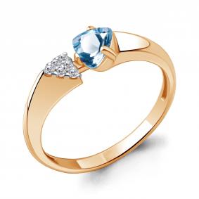 Кольцо из золочёного серебра AQUAMARINE А6961505А-п с топазом и фианитом А6961505А-п фото