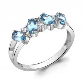 Серебряное кольцо AQUAMARINE А6963405А с топазом и фианитом А6963405А фото