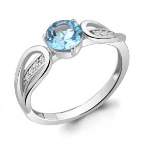 Серебряное кольцо AQUAMARINE А6963705А с топазом и фианитом А6963705А фото