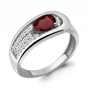 Серебряное кольцо AQUAMARINE А6969003А с фианитом и гранатом А6969003А фото