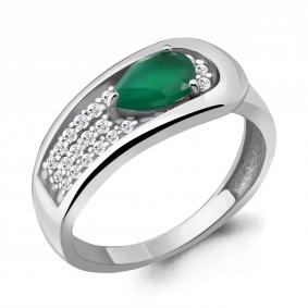 Серебряное кольцо AQUAMARINE А6969009А с фианитом и агатом А6969009А фото