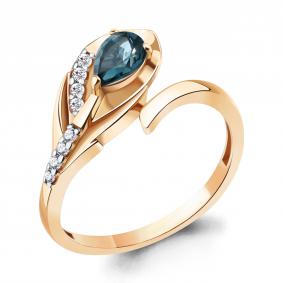 Кольцо из золочёного серебра AQUAMARINE А6972608А-п с фианитом и Лондон топазом А6972608А-п фото