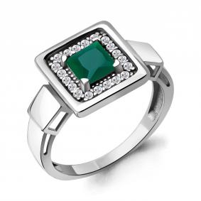 Серебряное кольцо AQUAMARINE А6973509А с фианитом и агатом А6973509А фото