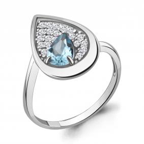Серебряное кольцо AQUAMARINE А6973705А с топазом и фианитом А6973705А фото