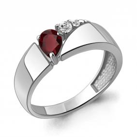 Серебряное кольцо AQUAMARINE А6975003А с фианитом и гранатом А6975003А фото