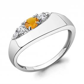 Серебряное кольцо AQUAMARINE А6975106А с фианитом и цитрином А6975106А фото