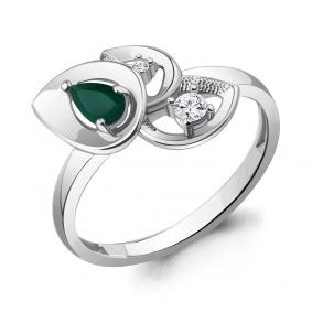 Серебряное кольцо AQUAMARINE А6975309А с фианитом и агатом А6975309А фото