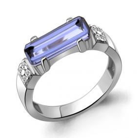 Серебряное кольцо AQUAMARINE А69768603А с фианитом и танзанитом А69768603А фото