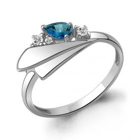 Серебряное кольцо AQUAMARINE А6976908А с фианитом и Лондон топазом А6976908А фото