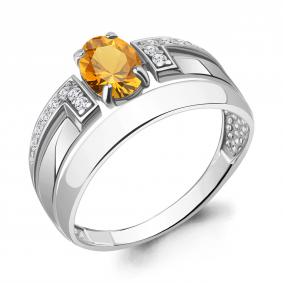 Серебряное кольцо AQUAMARINE А6977706А с фианитом и цитрином А6977706А фото
