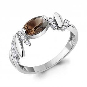 Серебряное кольцо AQUAMARINE А6978101А с фианитом и кварцем А6978101А фото