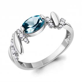 Серебряное кольцо AQUAMARINE А6978108А с фианитом и Лондон топазом А6978108А фото