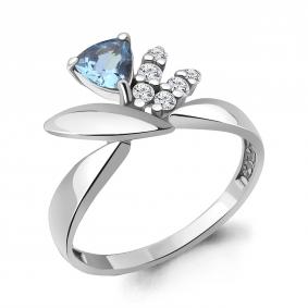 Серебряное кольцо AQUAMARINE А6979605А с топазом и фианитом А6979605А фото