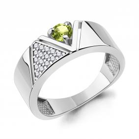 Серебряное кольцо AQUAMARINE А6980107А с фианитом и хризолитом А6980107А фото