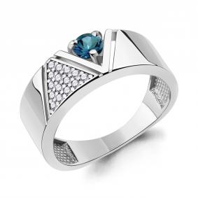 Серебряное кольцо AQUAMARINE А6980108А с фианитом и Лондон топазом А6980108А фото