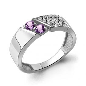 Серебряное кольцо AQUAMARINE А6980404А с фианитом и аметистом А6980404А фото