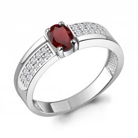 Серебряное кольцо AQUAMARINE А6980503А с фианитом и гранатом А6980503А фото