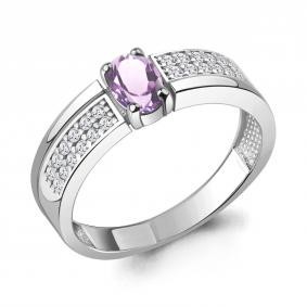 Серебряное кольцо AQUAMARINE А6980504А с фианитом и аметистом А6980504А фото