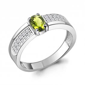 Серебряное кольцо AQUAMARINE А6980507А с фианитом и хризолитом А6980507А фото