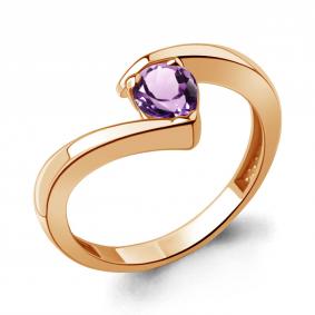 Кольцо из золочёного серебра AQUAMARINE А6982304-п с аметистом А6982304-п фото