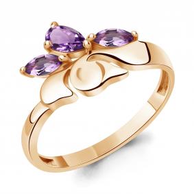 Кольцо из золочёного серебра AQUAMARINE А6982804-п с аметистом А6982804-п фото