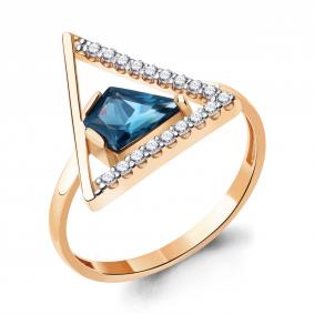 Кольцо из золочёного серебра AQUAMARINE А6989793А-п с фианитом и Лондон топазом А6989793А-п фото