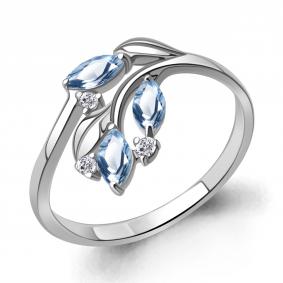 Серебряное кольцо AQUAMARINE А6991805А с топазом и фианитом А6991805А фото