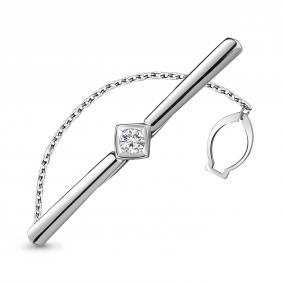 Серебряный зажим для галстука AQUAMARINE А70440 с фианитом А70440 фото