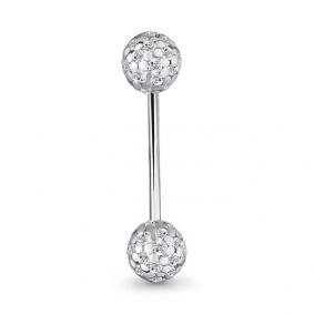 Серебряный пирсинг в бровь AQUAMARINE с фианитом А70510А А70510А фото