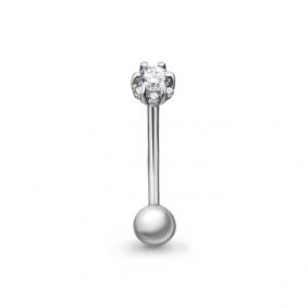 Серебряный пирсинг в бровь AQUAMARINE с фианитом А70512А А70512А фото