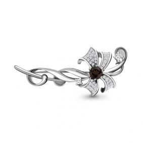 Серебряная брошь AQUAMARINE А7150801А с фианитом и кварцем А7150801А фото