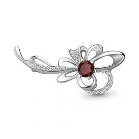 Серебряная брошь AQUAMARINE А7150903А с фианитом и гранатом А7150903А фото