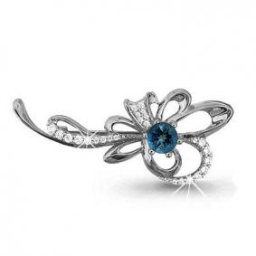 Серебряная брошь AQUAMARINE А7150908А с фианитом и Лондон топазом А7150908А фото
