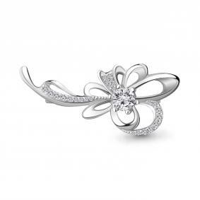 Серебряная брошь AQUAMARINE А71509А с фианитом А71509А фото