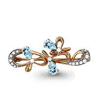 Брошь из золочёного серебра AQUAMARINE А7253302А-п с топазом и фианитом А7253302А-п фото
