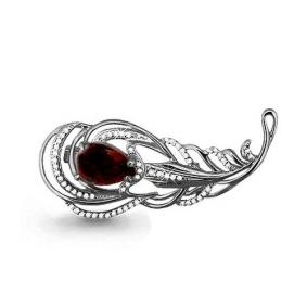 Серебряная брошь AQUAMARINE А7261303А с фианитом и гранатом А7261303А фото