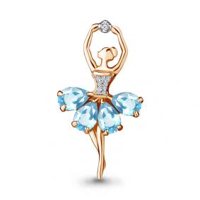 Брошь-подвеска из золоченого серебра AQUAMARINE с топазом и фианитом А7263302А-п А7263302А-п фото
