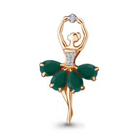 Брошь-подвеска из золоченого серебра AQUAMARINE с агатом и фианитом А7263309А-п А7263309А-п фото
