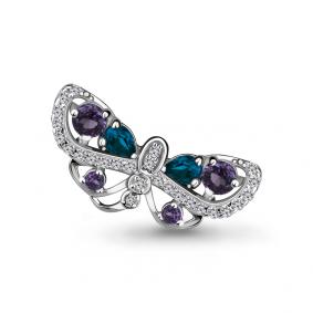 Серебряная брошь AQUAMARINE А7267232А с фианитом, аметистом и Лондон топазом А7267232А фото