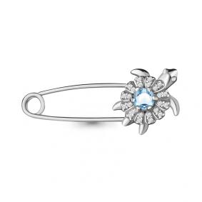 Серебряная булавка AQUAMARINE А7272005А с топазом и фианитом А7272005А фото