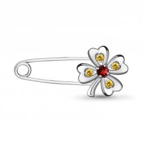 Серебряная булавка AQUAMARINE А7272237 с цитрином и гранатом А7272237 фото