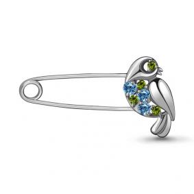 Серебряная брошь AQUAMARINE А7272331 с топазом и хризолитом А7272331 фото