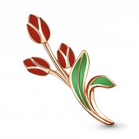 Брошь из золочёного серебра AQUAMARINE с витражной эмалью А72799-п А72799-п фото