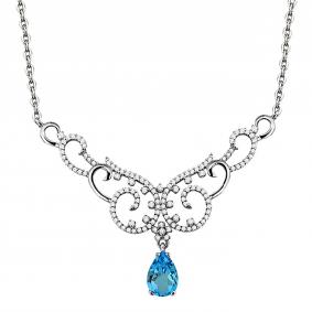 Серебряное колье AQUAMARINE А7353705А с топазом и фианитом А7353705А фото