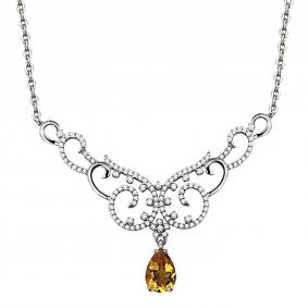 Серебряное колье AQUAMARINE А7353706А с фианитом и цитрином А7353706А фото