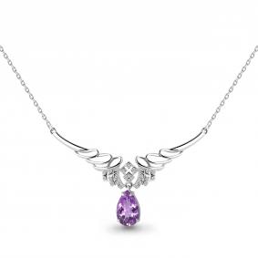 Серебряное колье AQUAMARINE А7354404А с фианитом и аметистом А7354404А фото