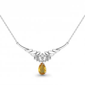 Серебряное колье AQUAMARINE А7354406А с фианитом и цитрином А7354406А фото